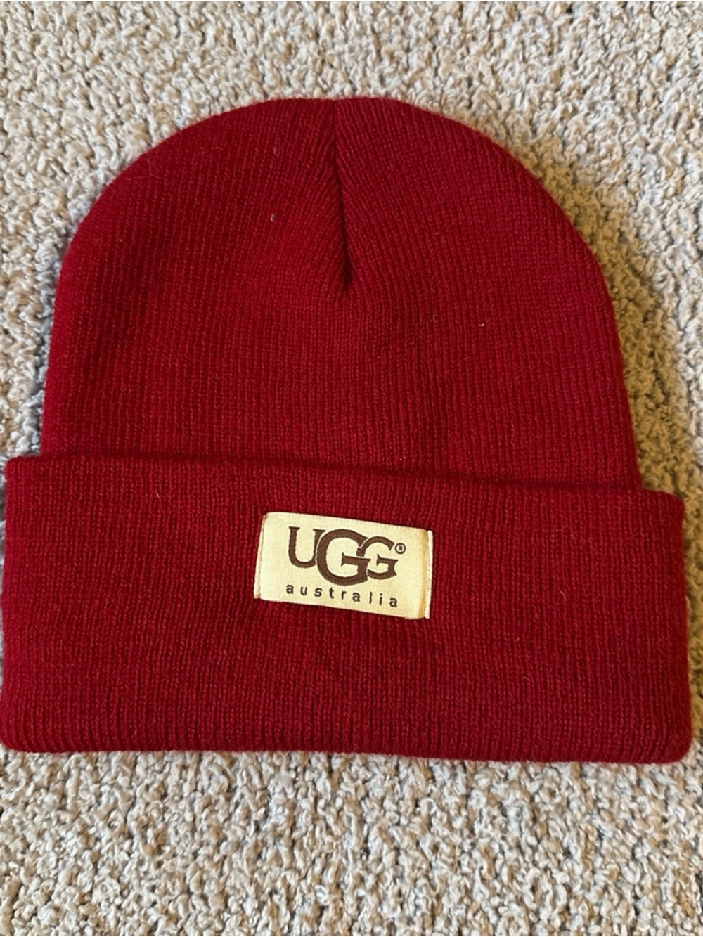 UGG Burgundy Knit Cuffed Beanie